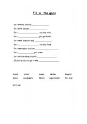 English worksheet: Shops 