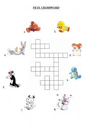 English Worksheet: Pets crossword