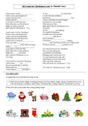 English Worksheet: All I want for Christmas is you, Mariah Carey