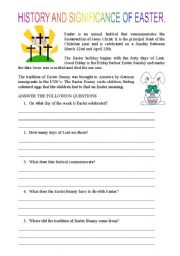 English Worksheet: History and significance of Easter 
