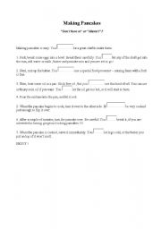 English Worksheet: making pancakes