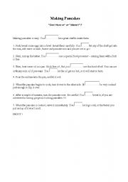 English Worksheet: making pancakes