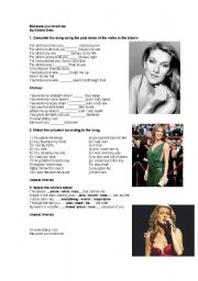 English Worksheet: celine dion becouse  you loved me