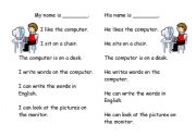 English worksheet: Computer work.