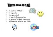 English worksheet: What to bring to class