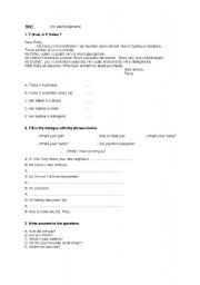 English Worksheet: Test for adults beginners