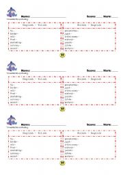 English Worksheet: Vocabulary test Blockbuster 2 Unit 9