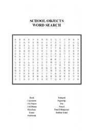 English worksheet: School Objects