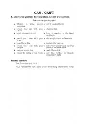 English worksheet: Can / Cant 