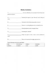 English Worksheet: Mystery Vocabulary worksheet