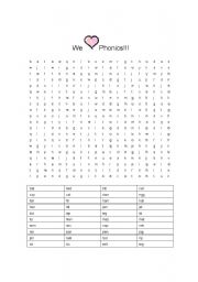 English Worksheet: Short Vowel Phonics Word Search