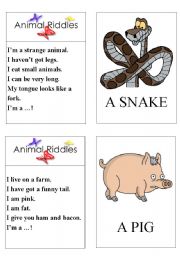 English Worksheet: chinese zodiac animal riddles PART 1