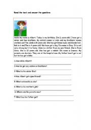 English Worksheet: Tom and his family