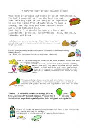 English Worksheet: A healthy diet builds healthy bodies