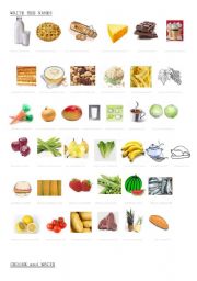 English Worksheet: names of the countable and uncountable food and drink