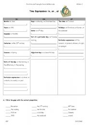 English Worksheet: Time Prepositions