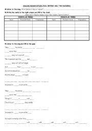 English Worksheet: Indian Reservation by Paul revere and the Proclaimers
