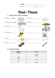 English Worksheet: Demonstratives