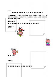 English Worksheet: Peoples description words (brainstorming)