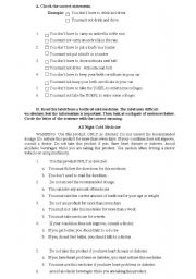 English Worksheet: A worksheet about must and have to