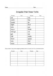 English worksheet: Irregular Present-Past Tense Verbs