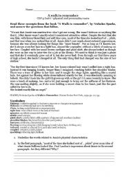 English Worksheet: A Walk to remember - appearance and personality activities