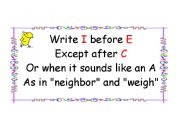 English worksheet: Spelling Rule (2) ie / ei