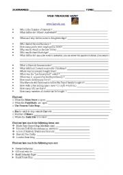 English worksheet: Web Treasure Hunt