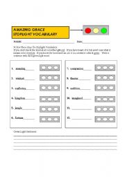 English Worksheet: Amazing Grace - Vocabulary Reveiw Sheet