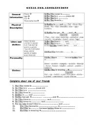 English worksheet: Guide to write descritions