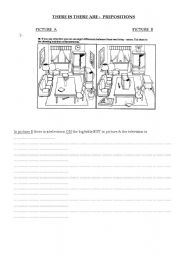 English Worksheet: THERE IS THERE ARE AND PREPOSITIONS