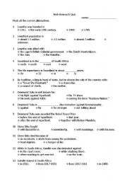 English Worksheet: South Africa Wikipedia Quiz