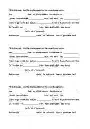 English Worksheet: Present Tense Gap Text