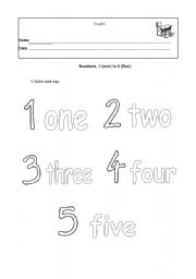 English worksheet: Numbers