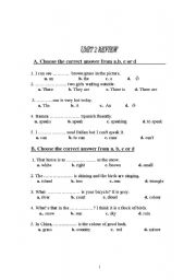 English worksheet: grammar review of unit 2 (the physical world)