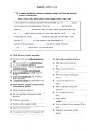 English Worksheet: Present continous, simple and going to