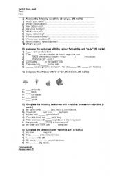 English worksheet: English test level I