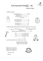 English Worksheet: you can leave your hat on