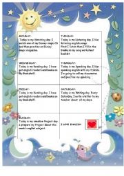 English Worksheet: WEEKLY AGENDA