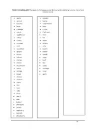 English worksheet: Food vocabulary