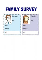 English Worksheet: FAMILY SURVEY