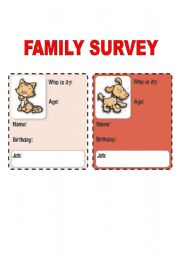 English Worksheet: FAMILY SURVEY