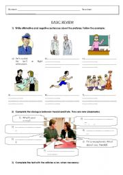 English Worksheet: Review of Verb to Be and Occupations