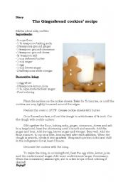 English Worksheet: The Gingerbread Cookies recipe