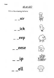 English Worksheet: sh words