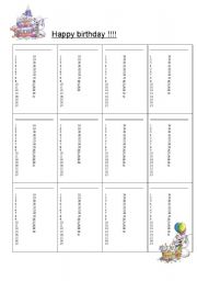 English worksheet: Happy birthday calendar