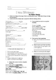 English Worksheet: I am Woman by Helen Reddy - song