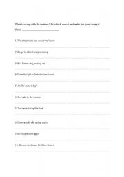 English worksheet: Whats wrong with the sentences?