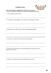 English worksheet: Common errors