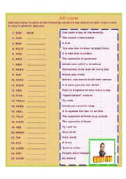 English Worksheet: Add a letter - Vocabulary Revision